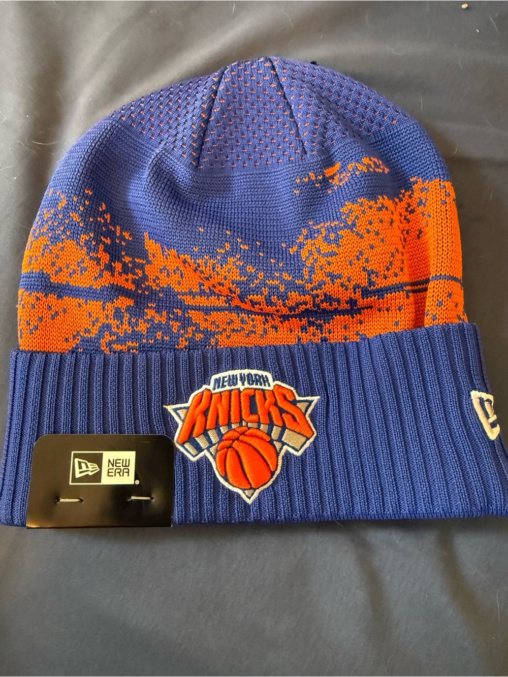 New Era Blue & Orange New York Knicks Knit Cuffed Beanie